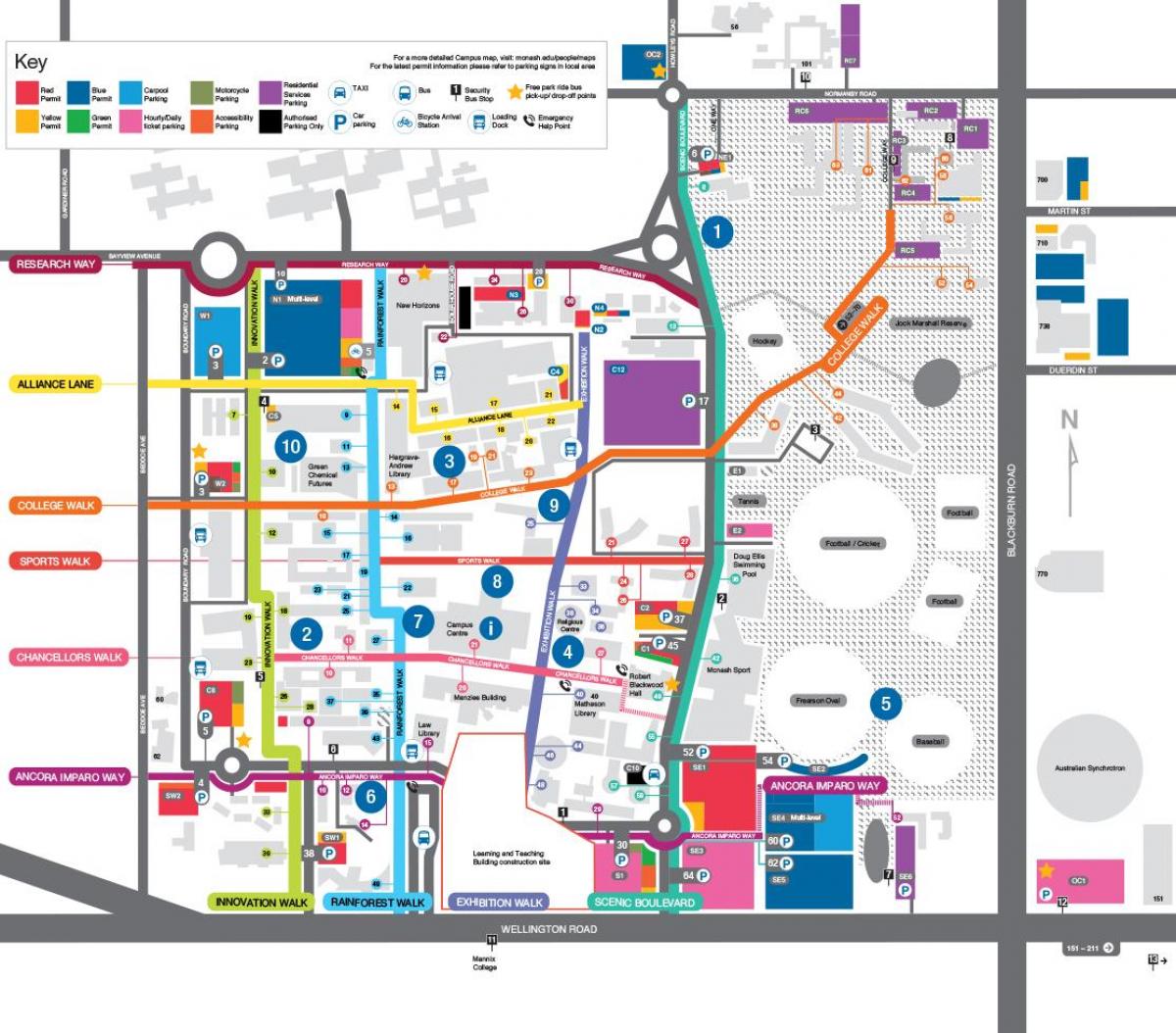 mapa z Monash university