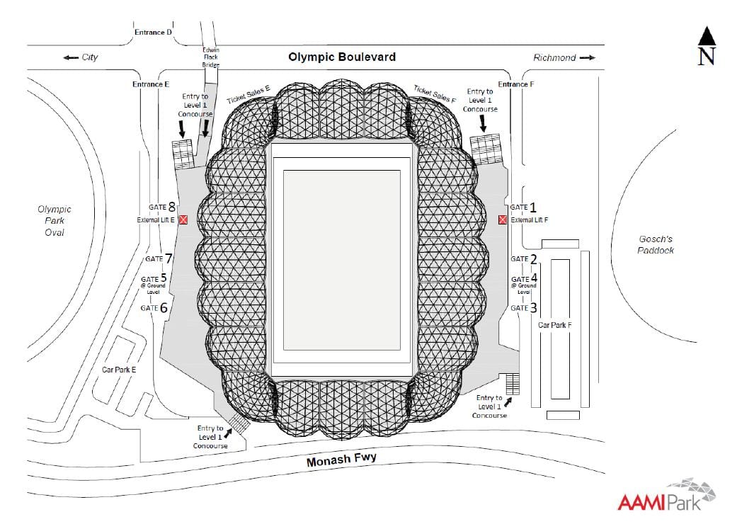 aami park, Melbourne mapě