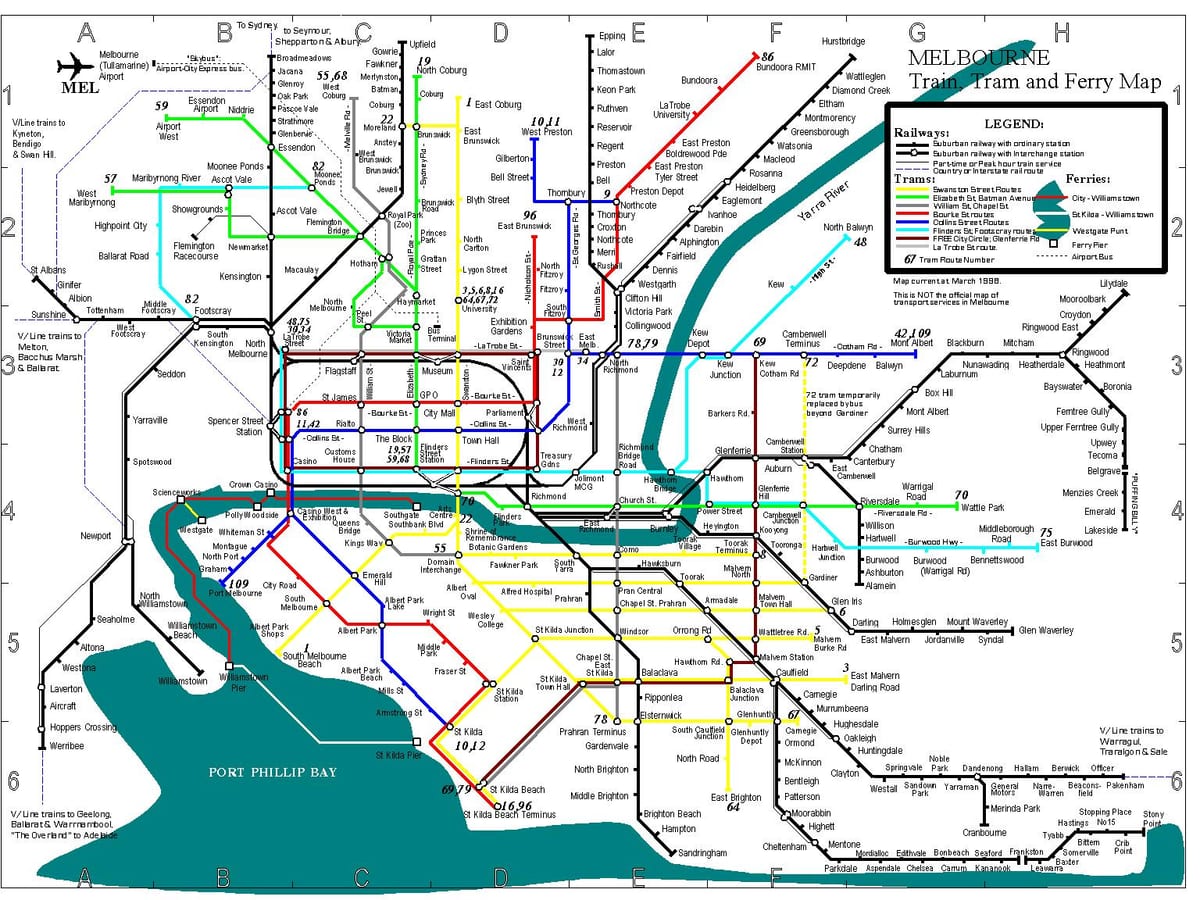 Melbourne bus mapa