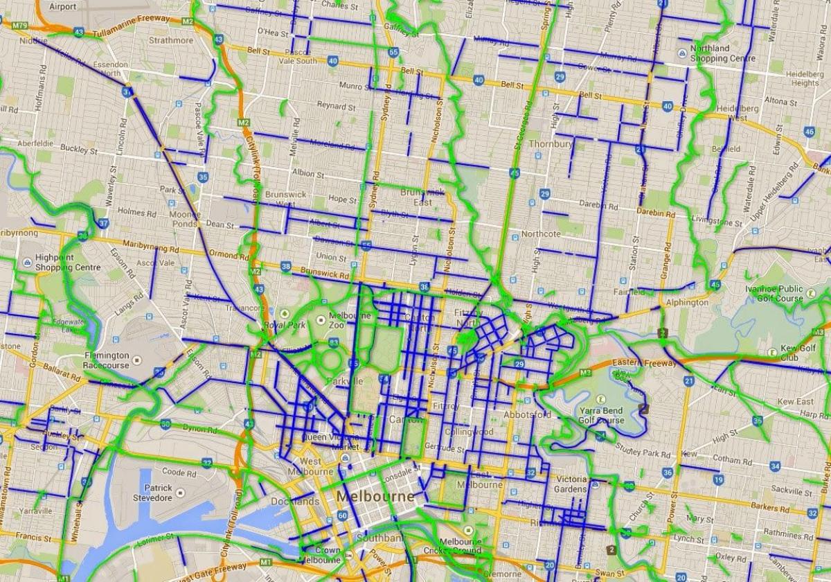 cyklostezky Melbourne mapě