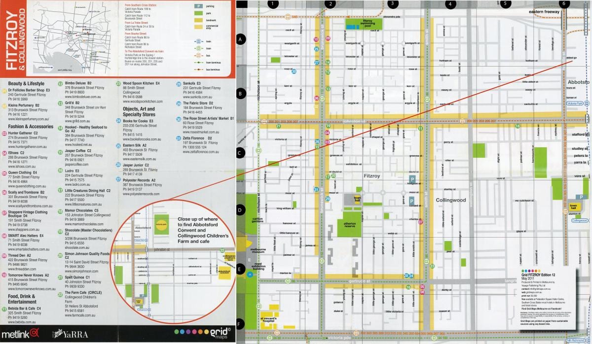 mapa Fitzroy Melbourne