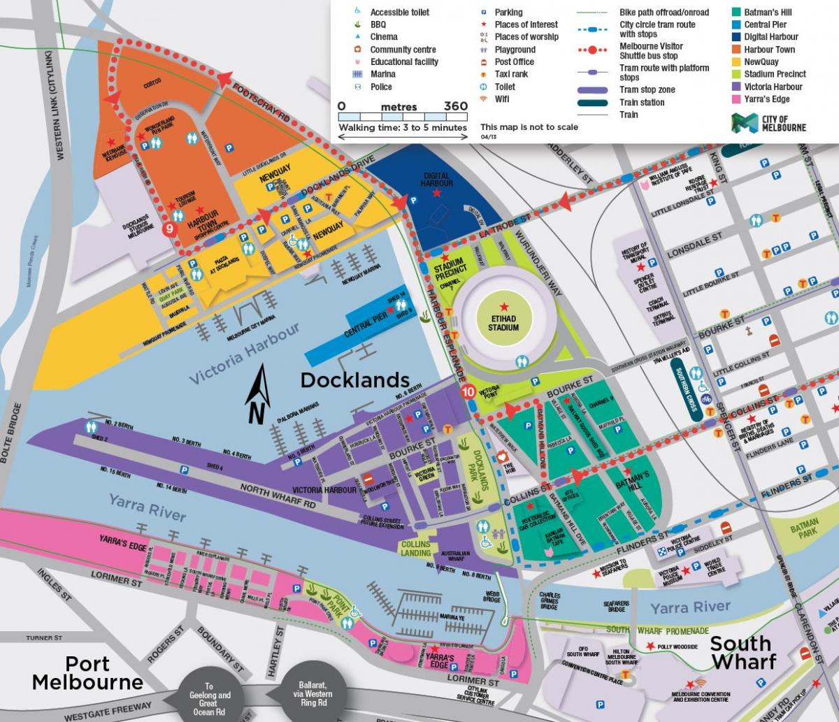 docklands mapě Melbourne