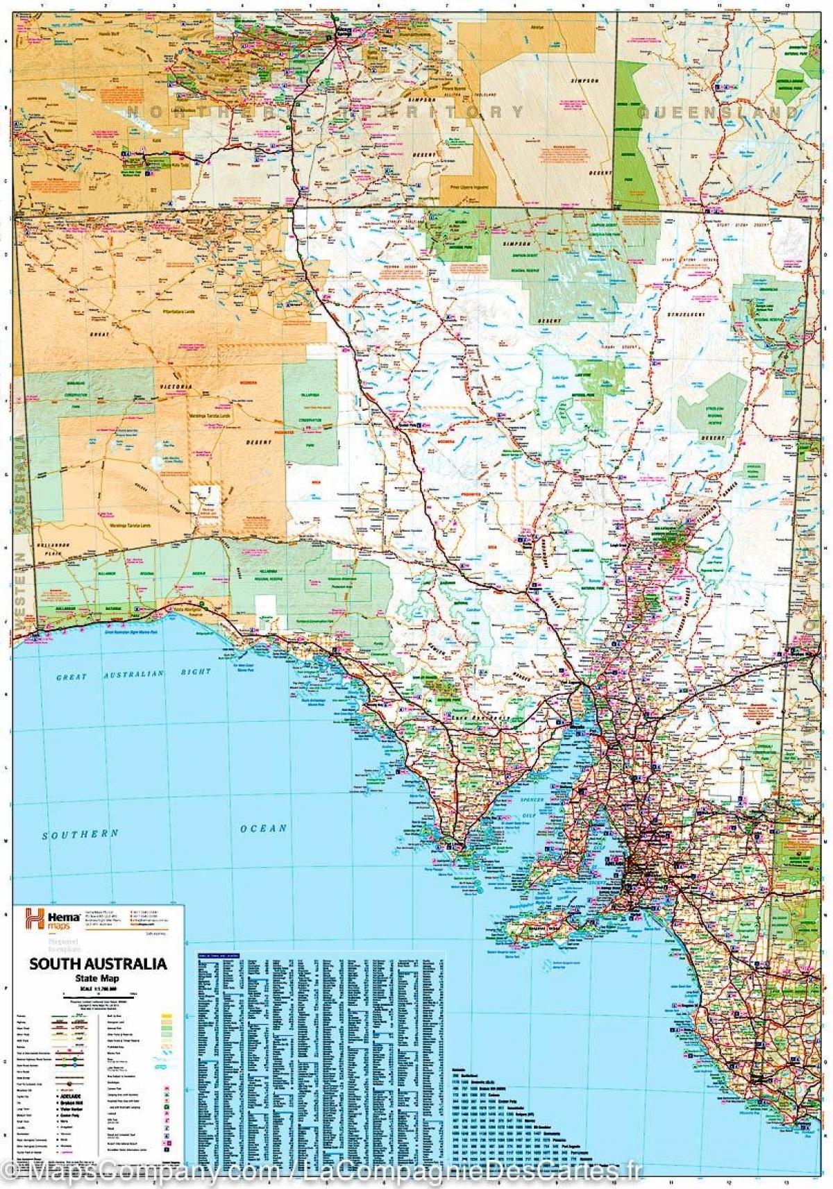 mapa jižní Austrálie