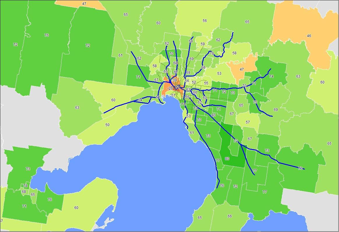 mapa Melbourne cbd