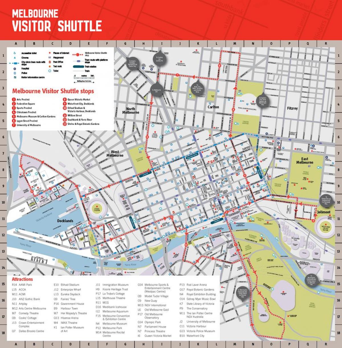 Melbourne city atrakce mapa