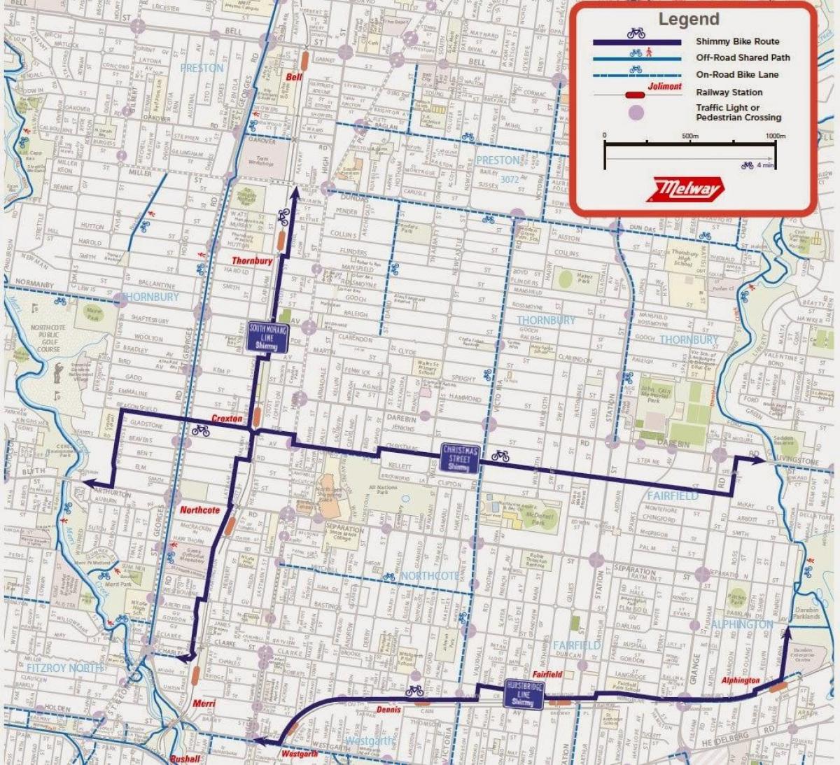 mapa Melbourne bike share