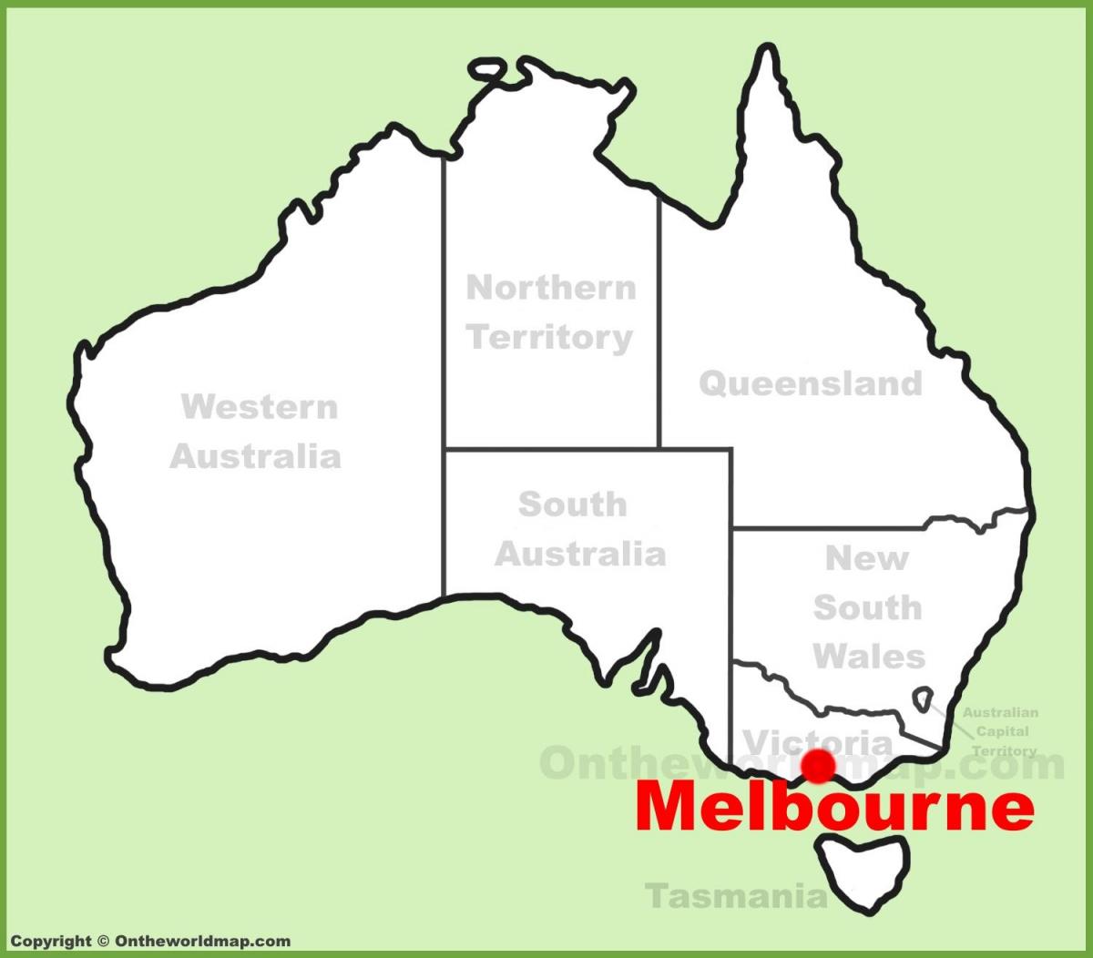 mapa Melbourne, Austrálie