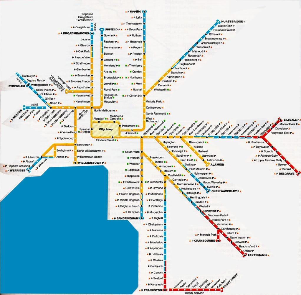 Melbourne metropolitní oblast mapě