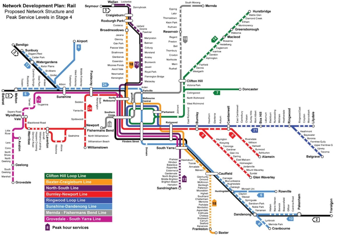 mapa metro v Melbourne
