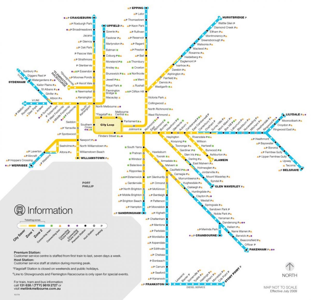 stanice metra Melbourne mapě