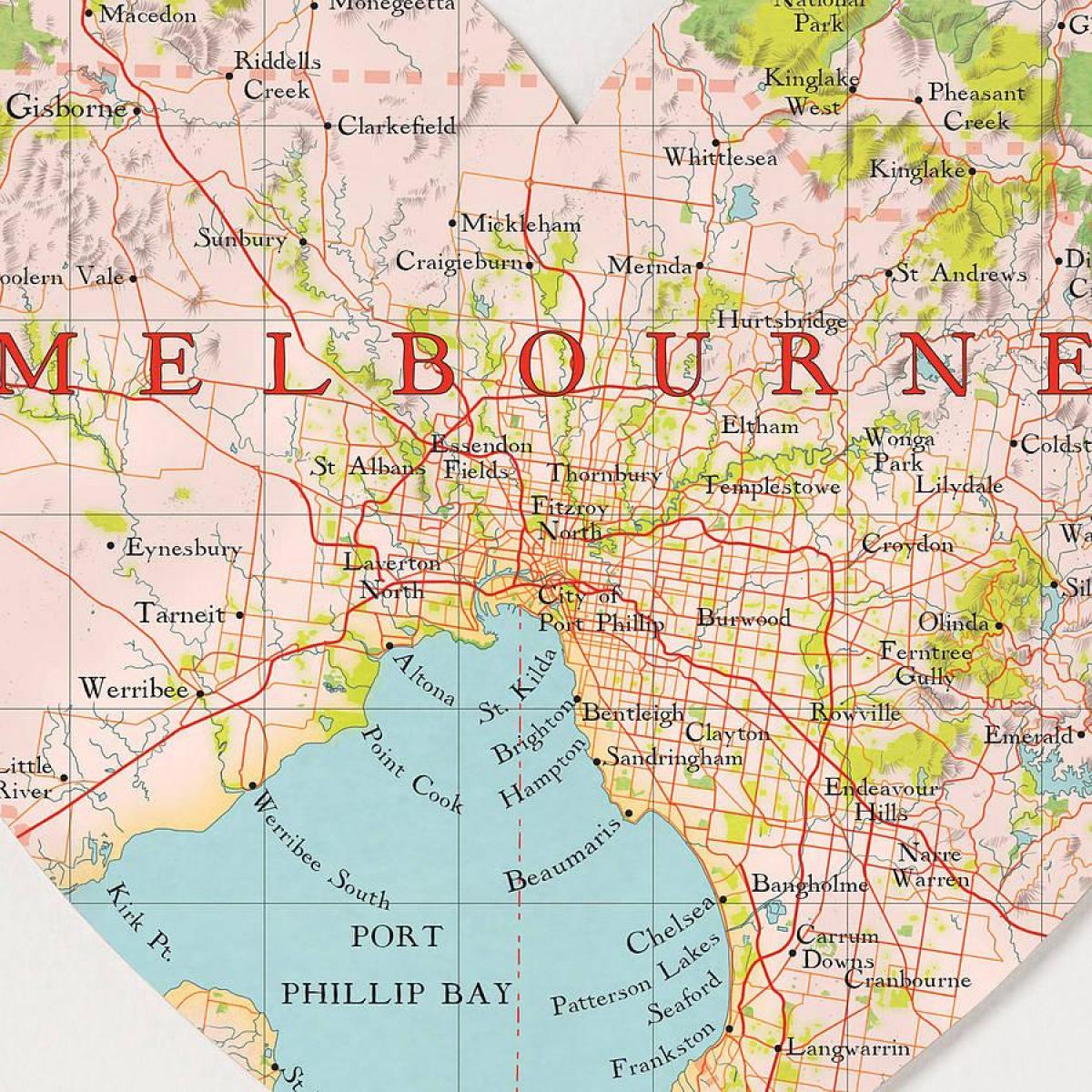 Melbourne mapa světa