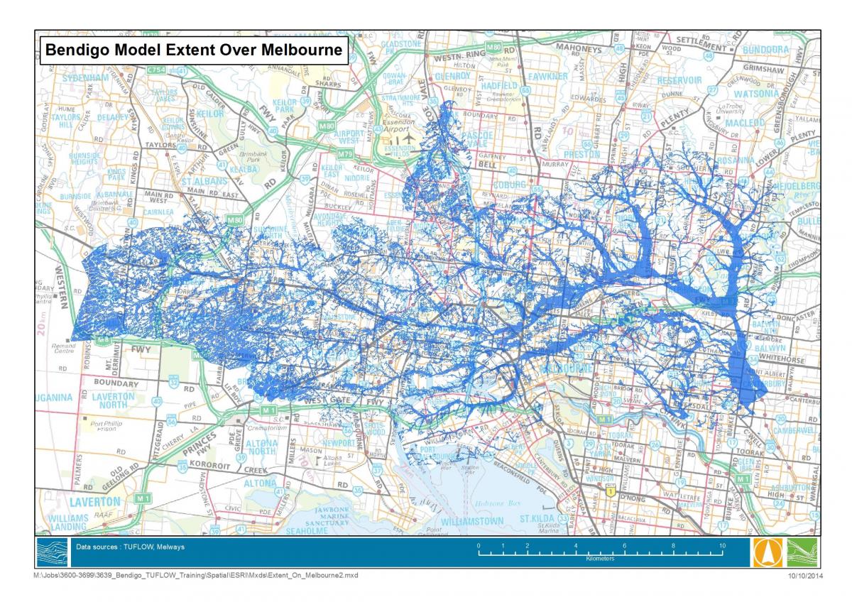 mapa Melbourne povodní