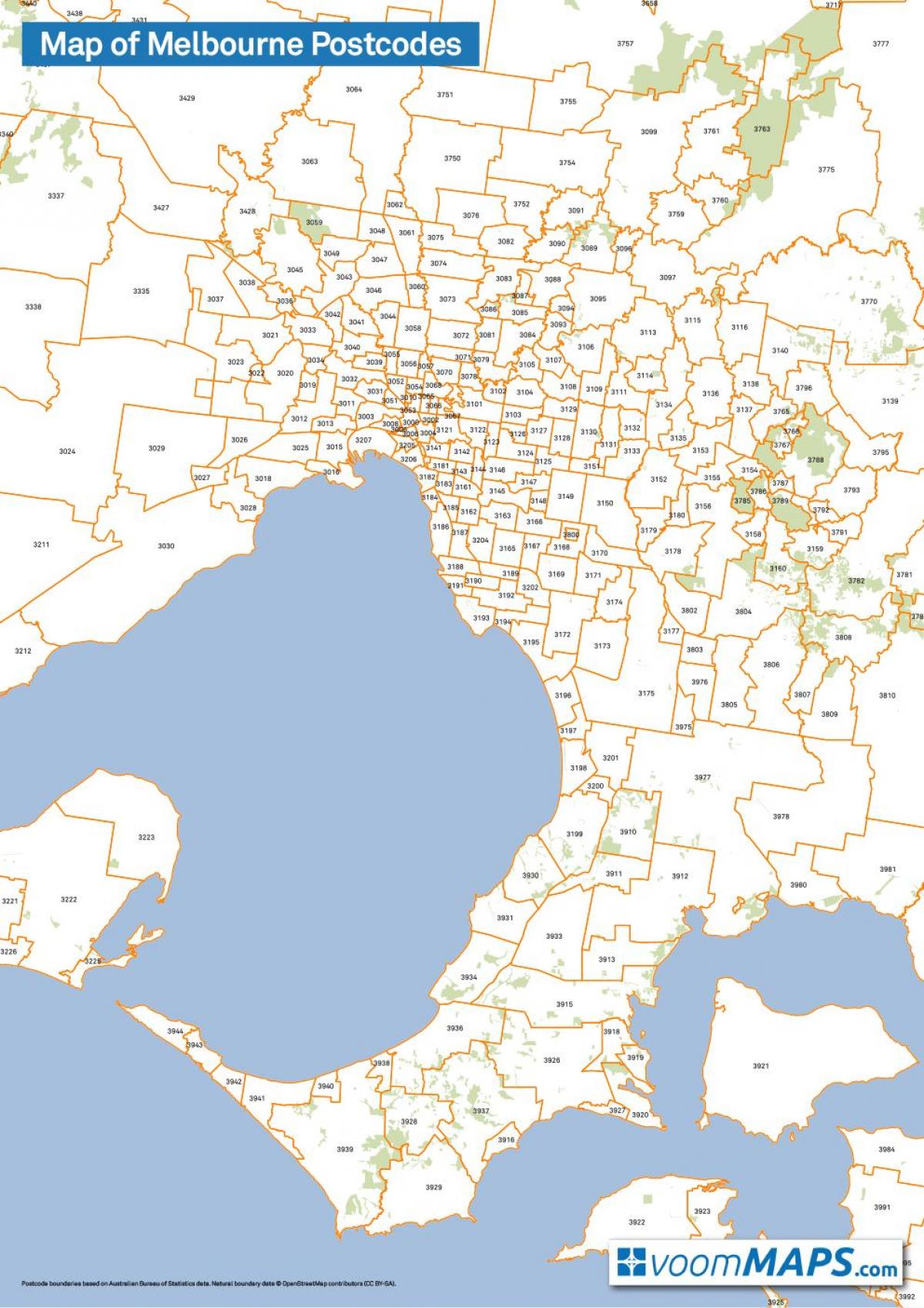 mapa Melbourne psč