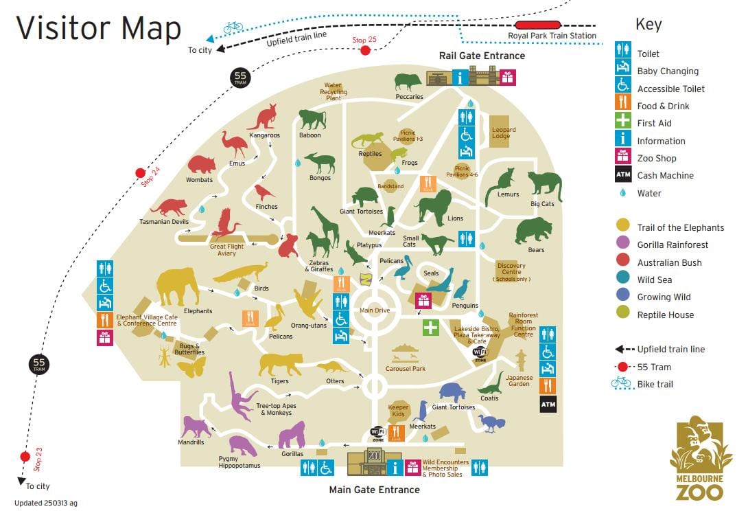 mapa Melbourne zoo