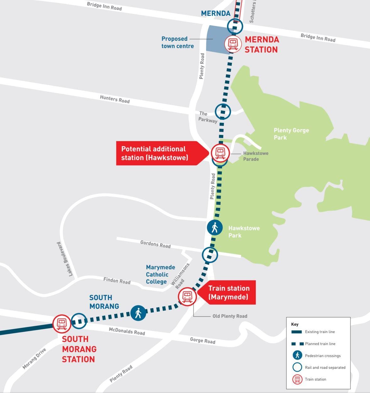 mapa skyrail Melbourne mapě