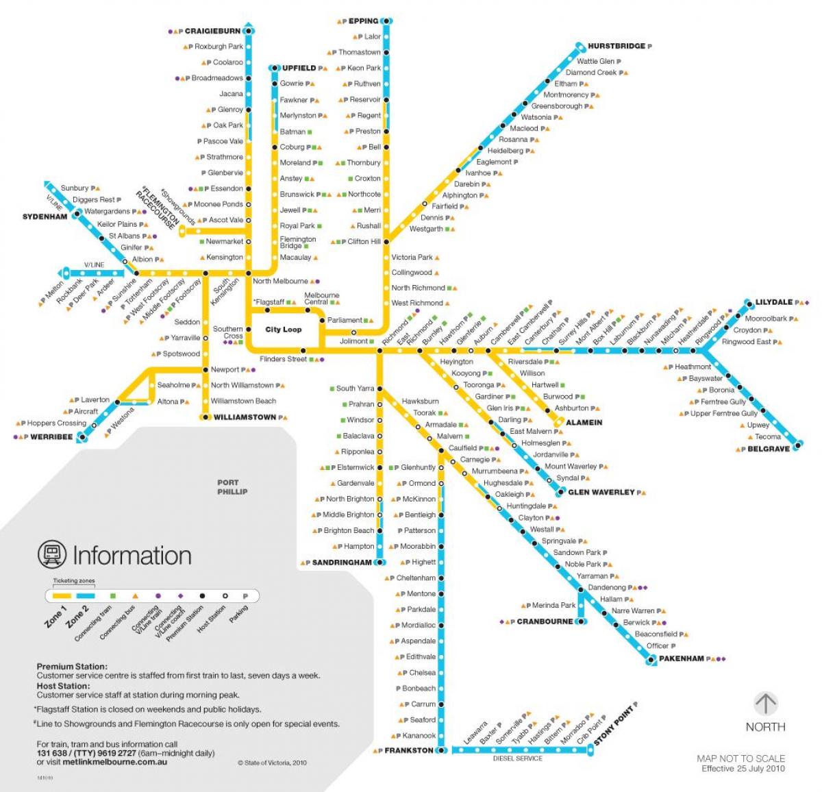 Melbourne železniční sítě mapě
