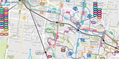 Melbourne autobusové trasy mapě