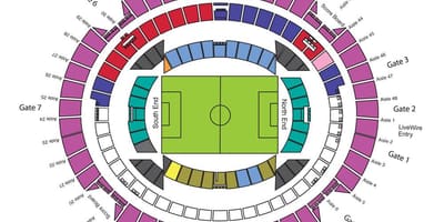 Mapa Etihad stadium v Melbourne