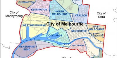 Mapa Melbourne a okolních předměstí