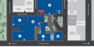 St Vincent ' s hospital v Melbourne mapě