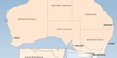 Mapa Melbourne, Austrálie