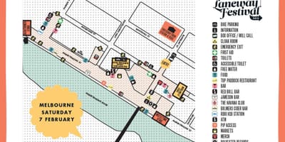 Mapa Melbourne laneways