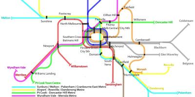Stanice metra vlak mapa Melbourne