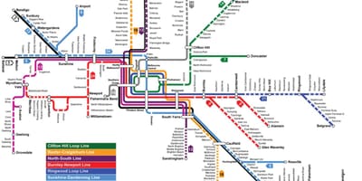 Mapa Metro v Melbourne
