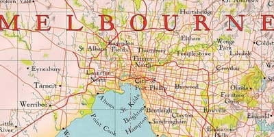 Melbourne mapa světa