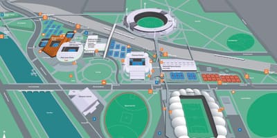 Melbourne olympic park mapě