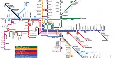 Vlakové nádraží mapě Melbourne