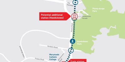 Mapa skyrail Melbourne mapě