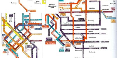Melbourne veřejné dopravy mapu